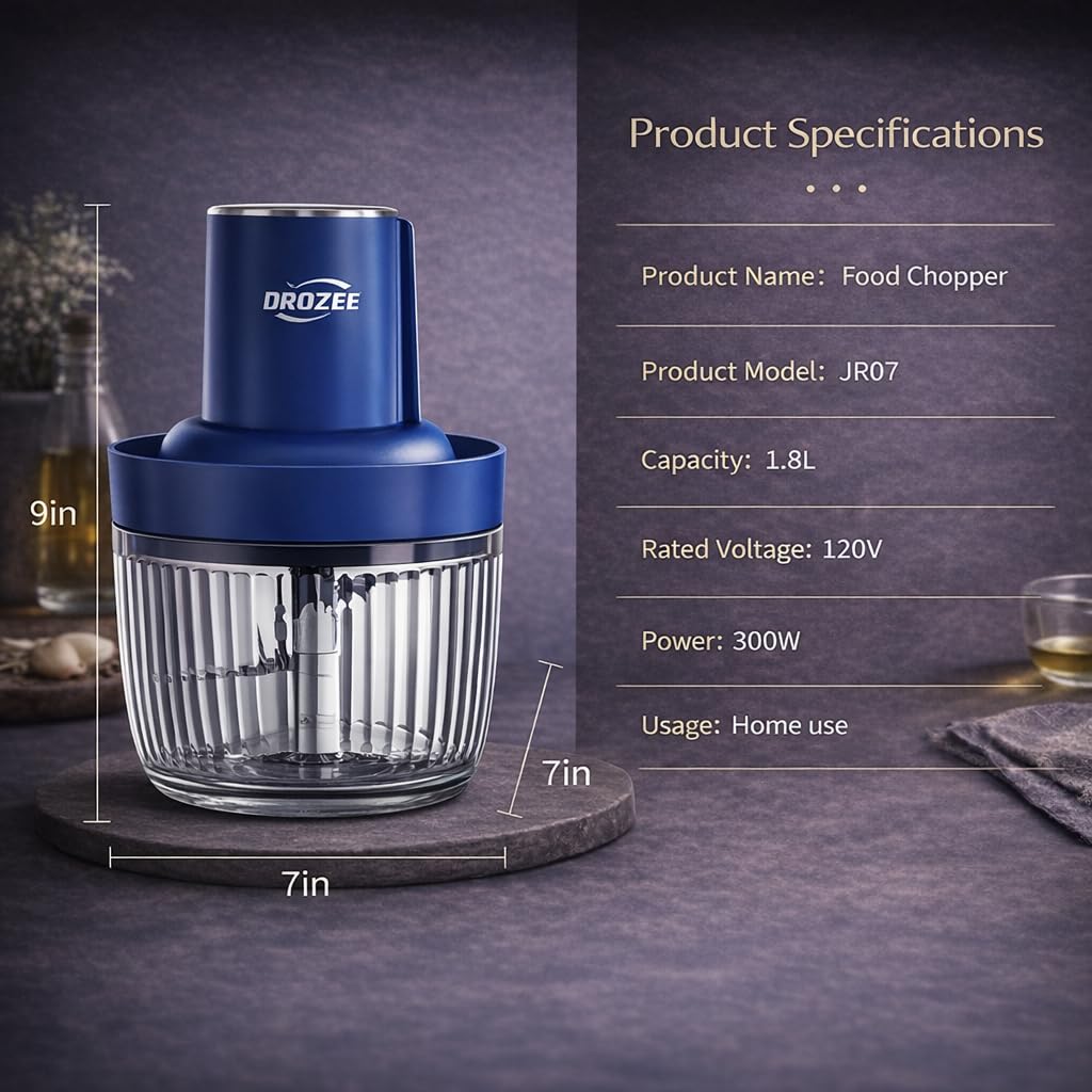 New Orozee 300W 1.8L 8 Cup Glass Bowl Food Processor Retail $19.00