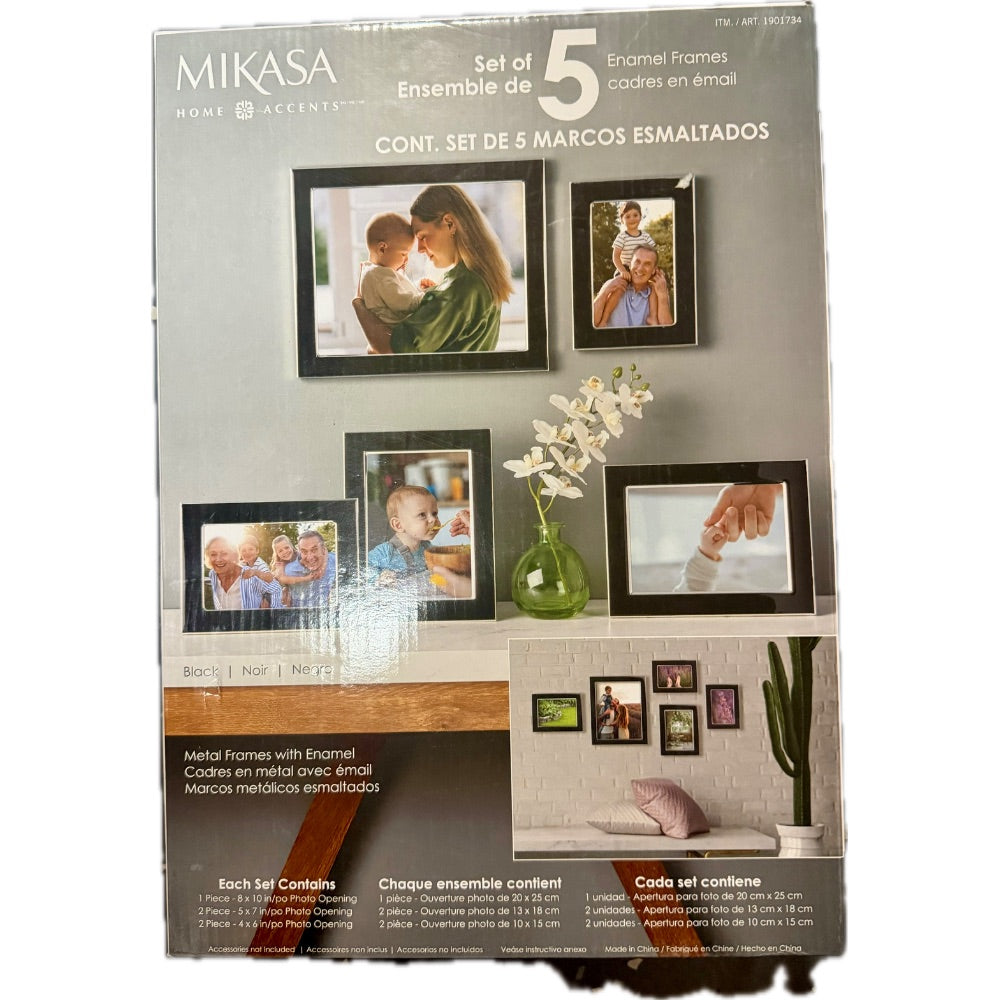 Mikasa Black Set of 5 Enamel Photo Frames Retail $35.00