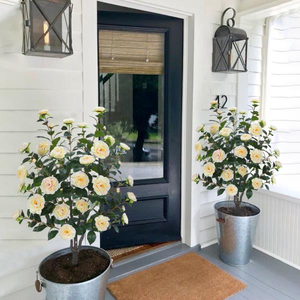 3-Inch Artificial Camellia Tree with 232 Leaves and 32 Flowers
