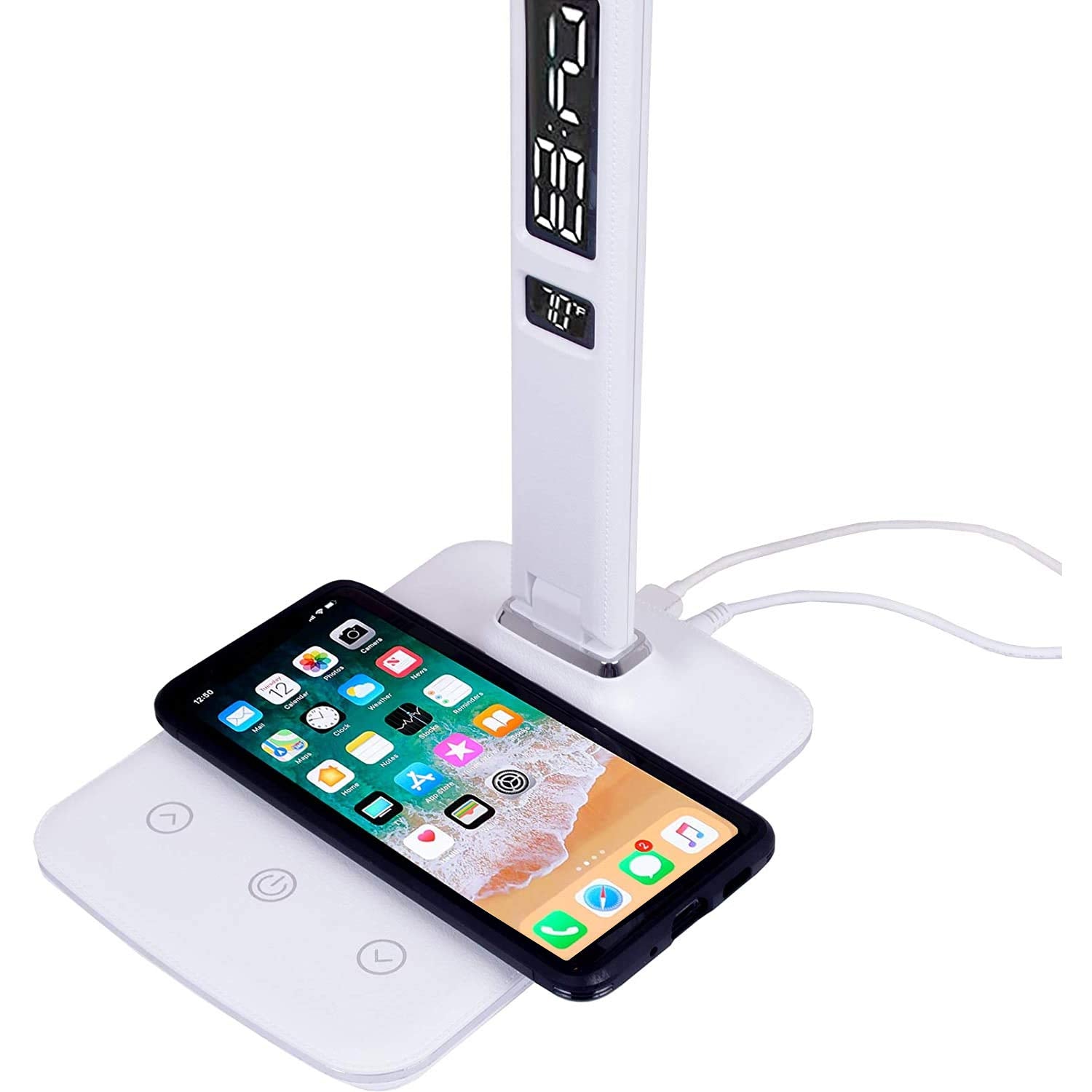LUX LED Bright Light Therapy Sun Lamp with Alarm Clock Wireless Charging USB Port White Retail $39.00