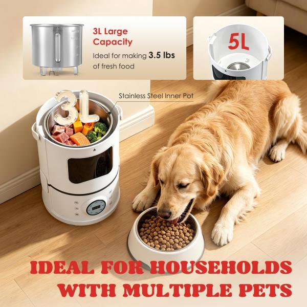 L Pet Meal Maker for Dogs  Cats Stainless Steel Inner Pot