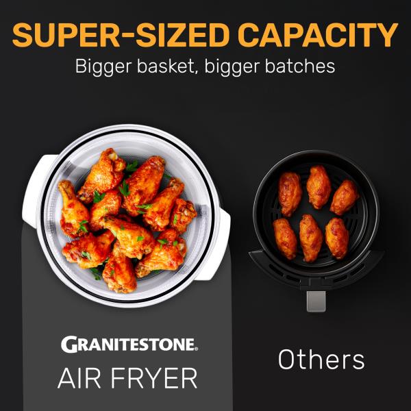 Qt Large Glass Air Fryer with 3 Cooking Sections and Stainless Steel Racks