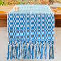 Farmhouse Table Runner 104 Inch Teal Blue with Handmade Tassels Retail $29.00