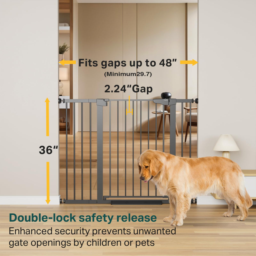 Extra Tall Baby Gate Adjustable 29.7-48 Wide Pressure Mounted Black