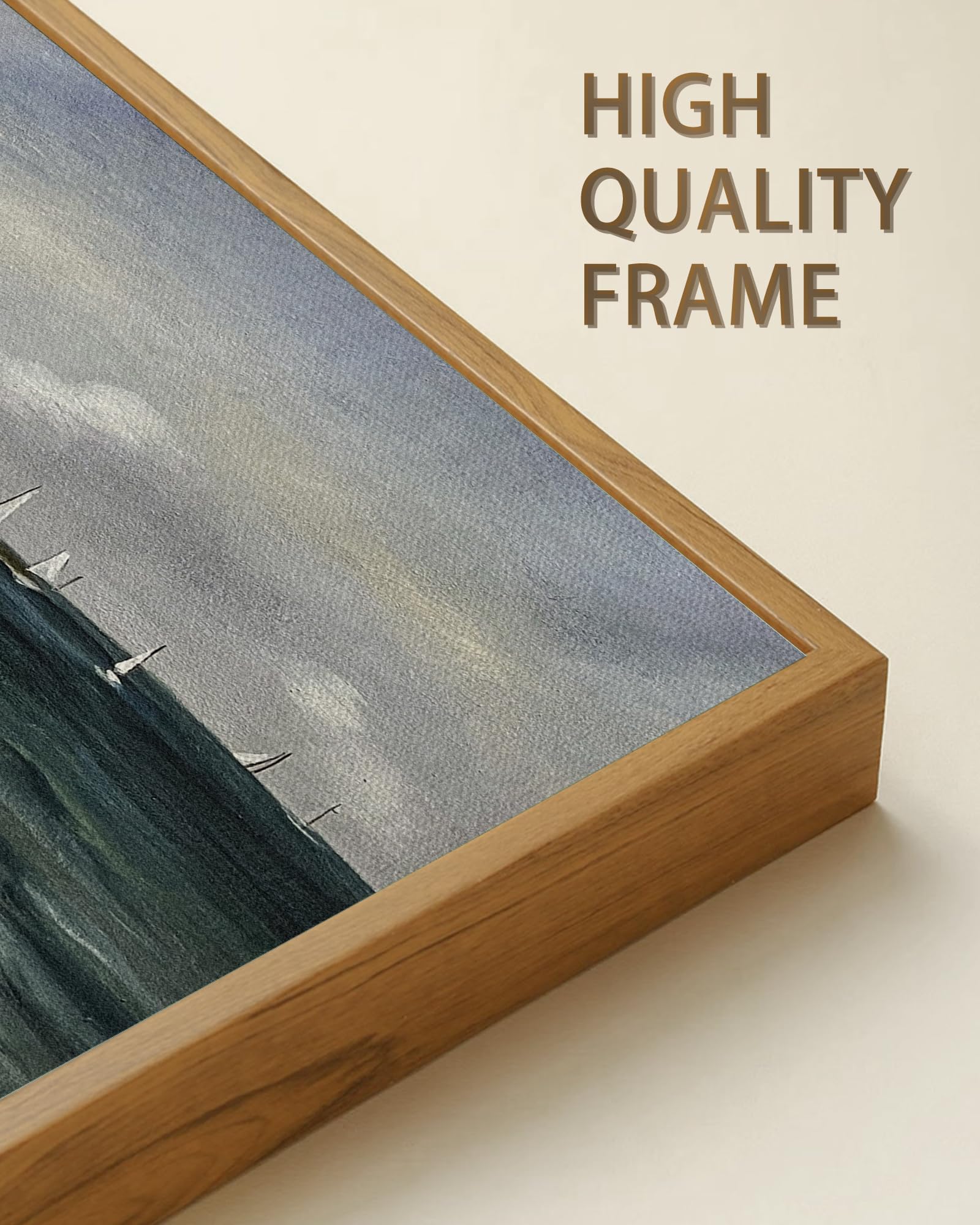 New SHENIFY 20x40in Vintage Framed Coastal Landscape Wall Art Retail $49.00