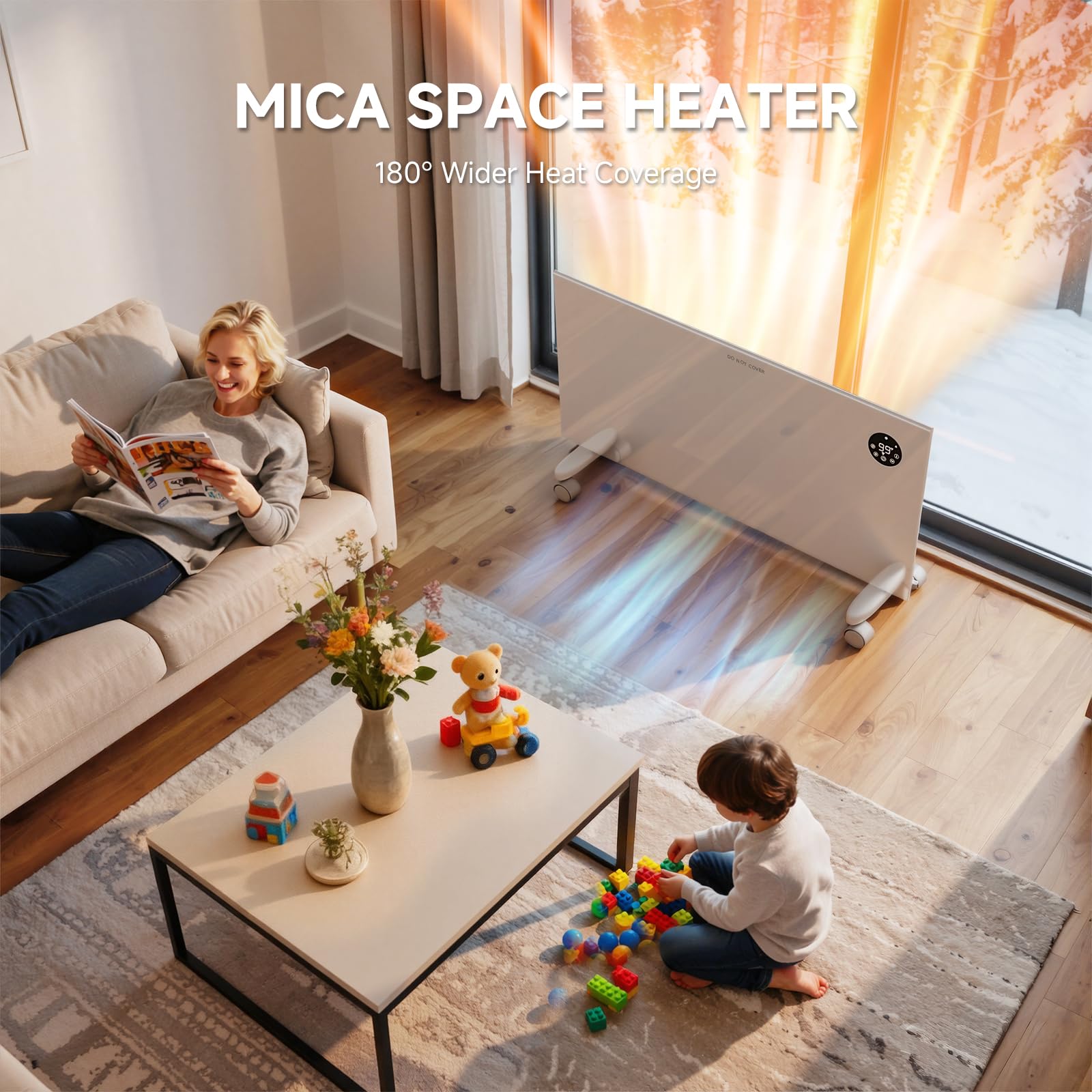Orange Smart WiFi Mica Infrared Space Heater WallFreestanding Mount