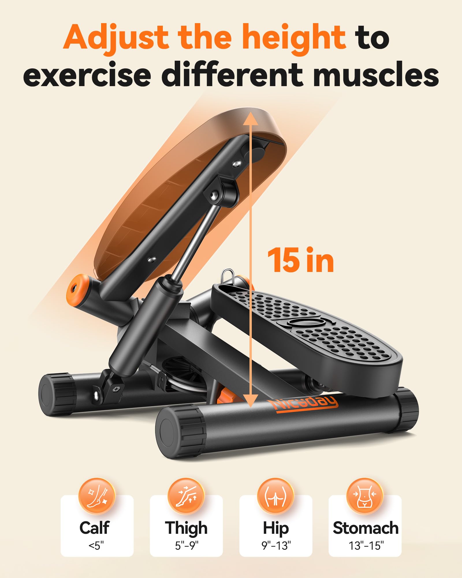 Twist Hydraulic Stepper Exercise Machine 300 LBS Gray