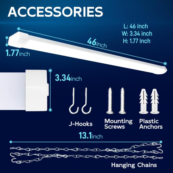 FT 120W LED Shop Light Linkable 13000LM 5000K Daylight White