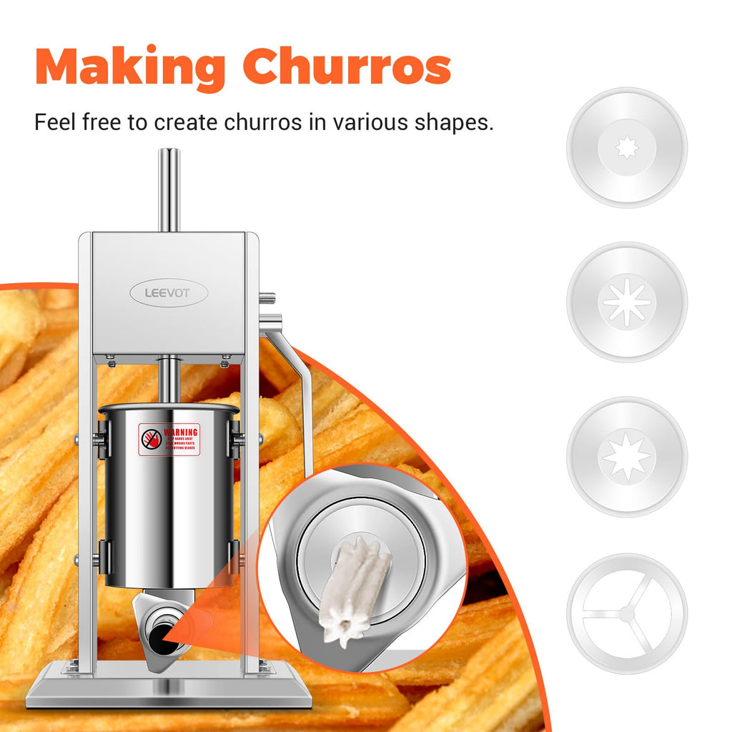 Open-Box New LEEVOT 7LBS3L Manual Sausage Stuffer - Stainless Steel 2-Speed 5 Tubes Retail $109.00