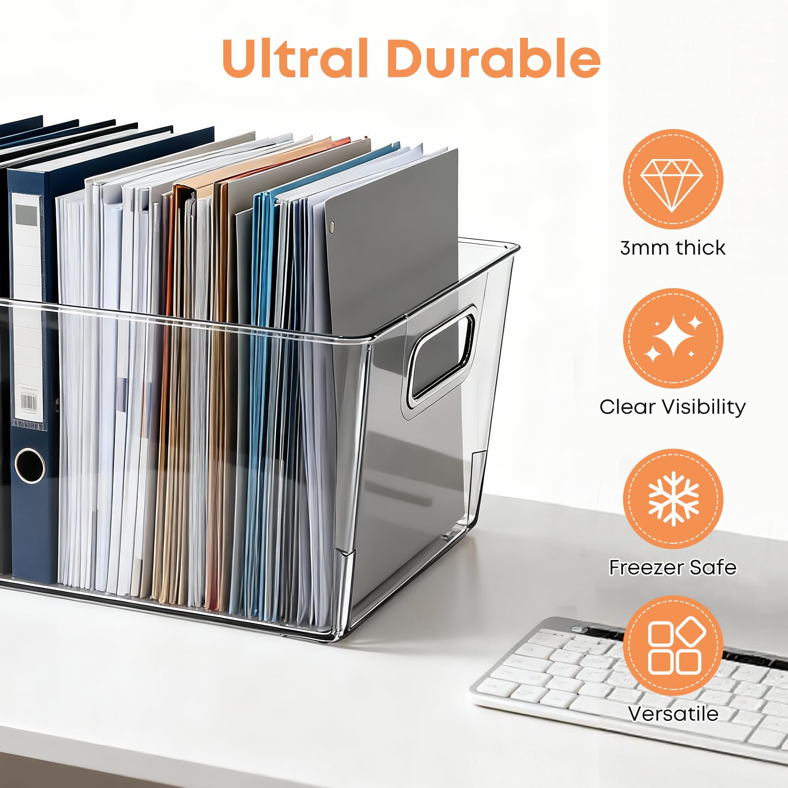 As-Is MOONEDGE Large Clear Plastic Storage Bins 6-Pack 12x8x6 Retail $47.00