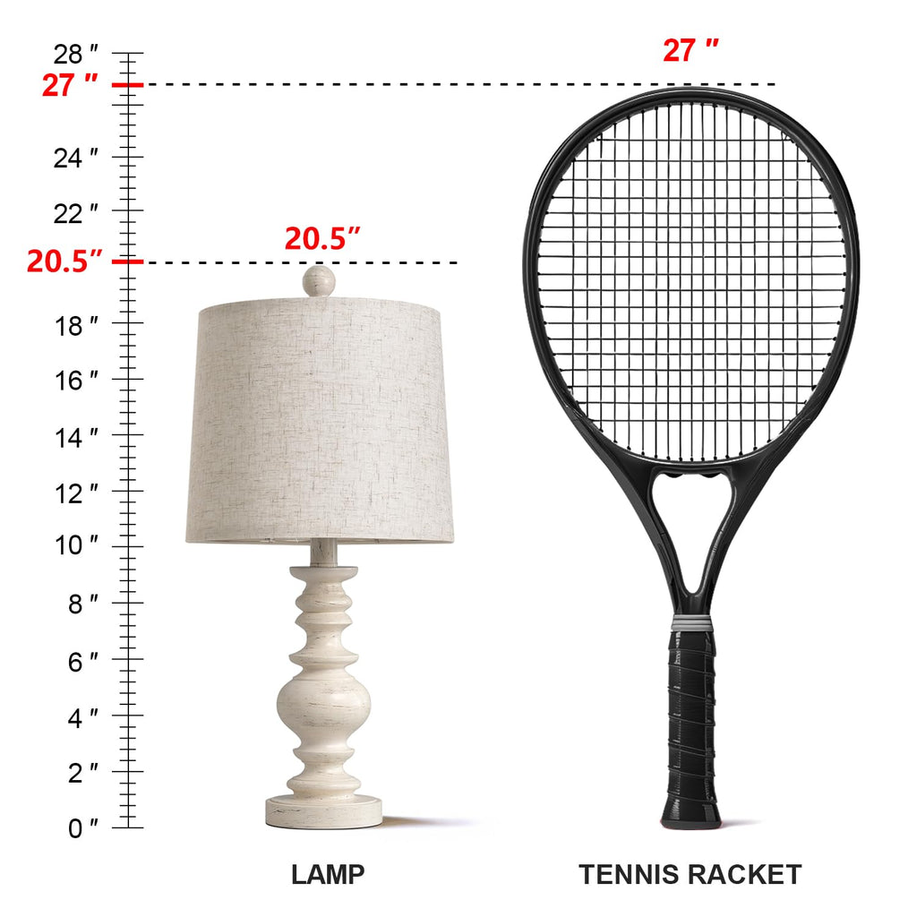 Open-Box New BOBOMOMO Tradition Rustic 20.5 Table Lamp Set of 2 with Linen Shade - Antique White.