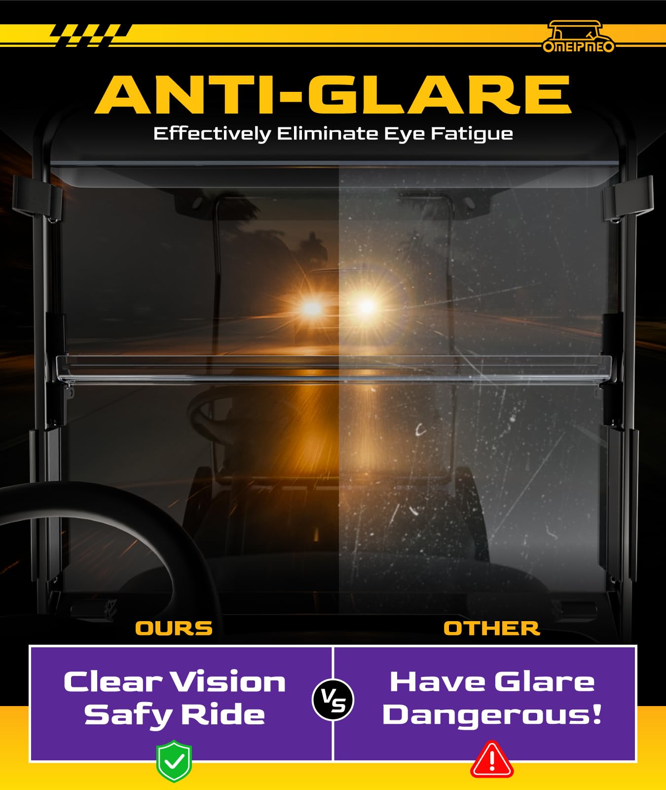 Clear Foldable Golf Cart Windshield for Yamaha G29Drive 2007-2016