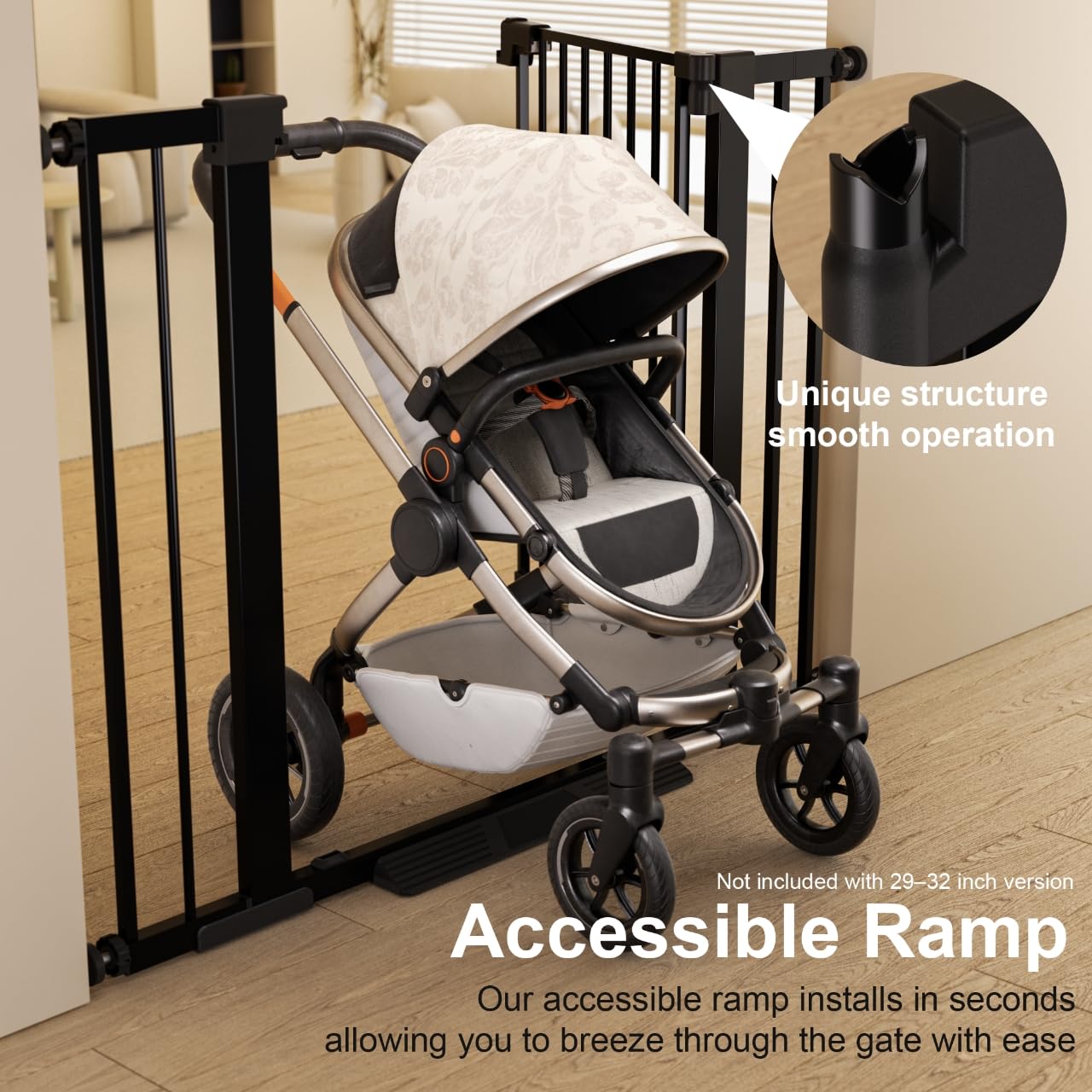 Metal Baby Gate for Stairs and Doorways 30 Inches Tall Pressure Mounted Auto-Close Black $36.75