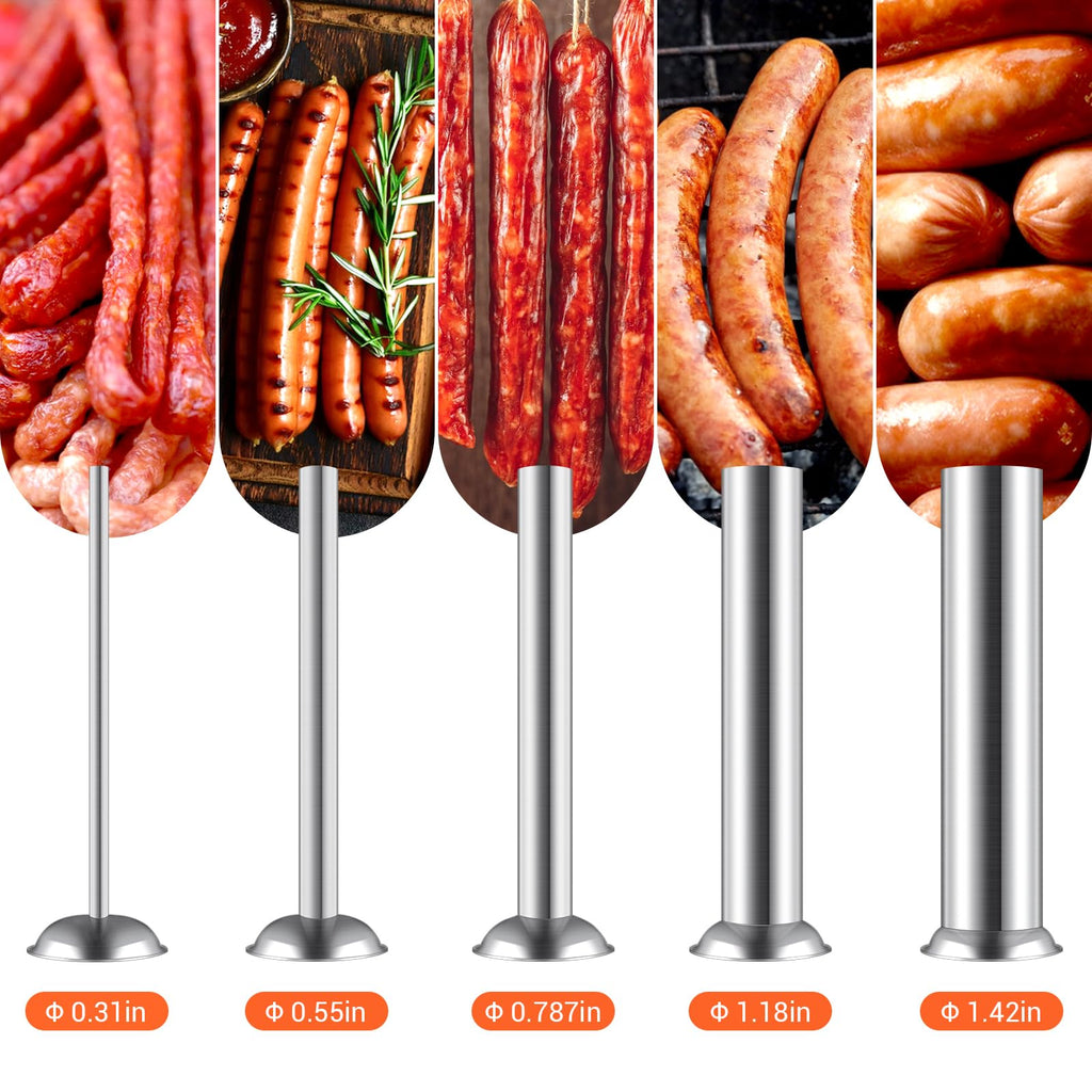 Open-Box New LEEVOT 7LBS3L Manual Sausage Stuffer - Stainless Steel 2-Speed 5 Tubes Retail $109.00