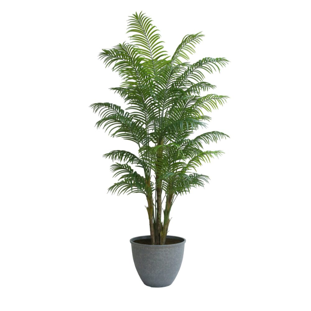Artificial Green Areca Palm Tree 8 Feet Tall with Grey Planter