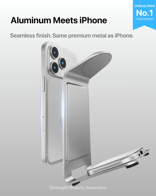 Aluminum 3 in 1 Wireless Charging Station for iPhone Apple Watch AirPods Silver Retail $37.00
