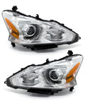 Headlight Assembly for Nissan 2013-2015 Altima 4Door fit 13 14 15 Nissan Altima Headlamp Clear Lens Chrome Housing with Amber Reflector Replacement Driver and Passenger Sides(W/O Bulbs) Retail $115.00