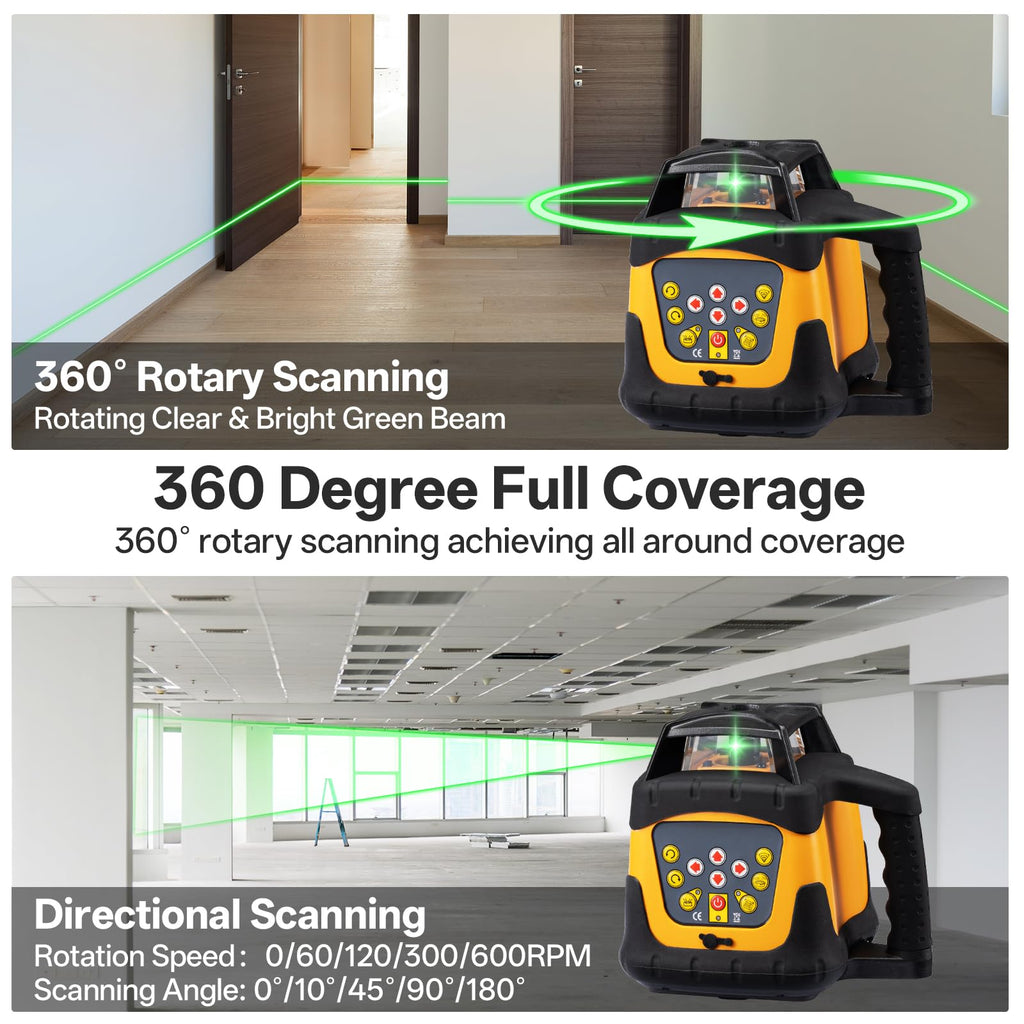 Green Self-Leveling Rotary Laser 2000ft Range IP66
