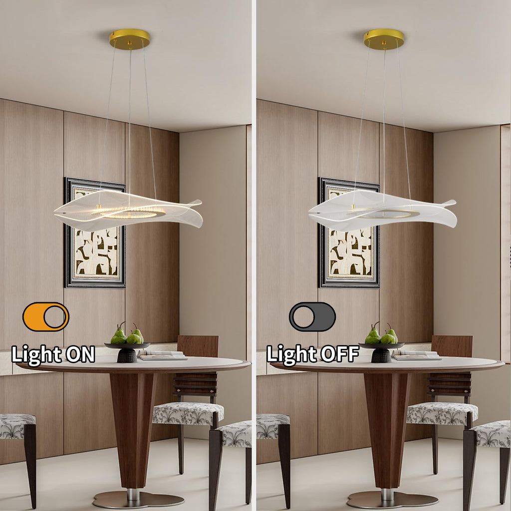 Gold Modern Nordic Lotus Leaf Acrylic LED Pendant Light Chandelier 3-Color Temperature