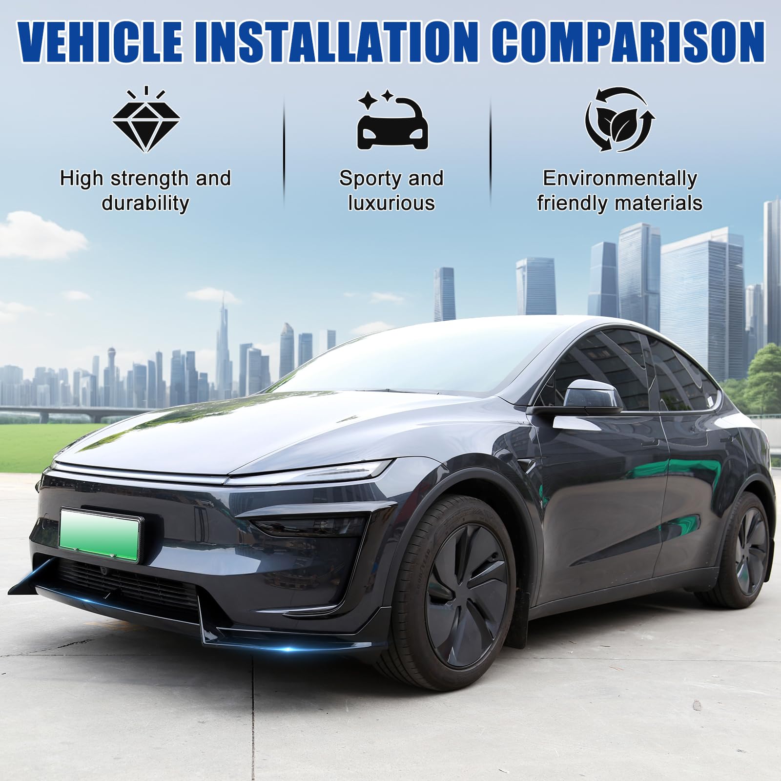 Tesla Model Y Bumper Lip Glossy Black ABS