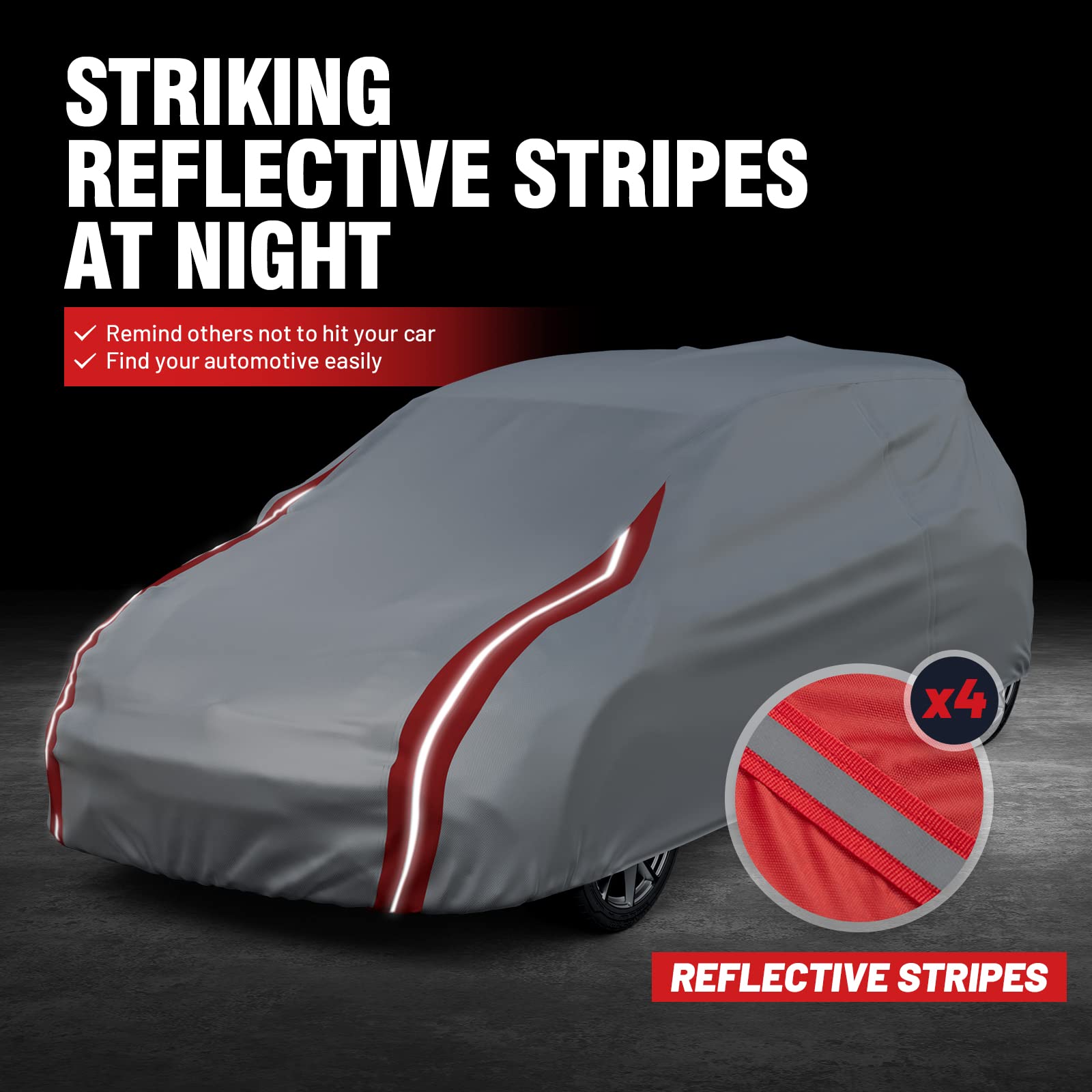 Silver Waterproof SUV Car Cover for Subaru Outback 1999-2026 All Weather with Reflective Stripe