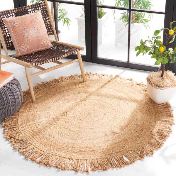 Braided Round Jute Area Rug 6 Natural BRD259A