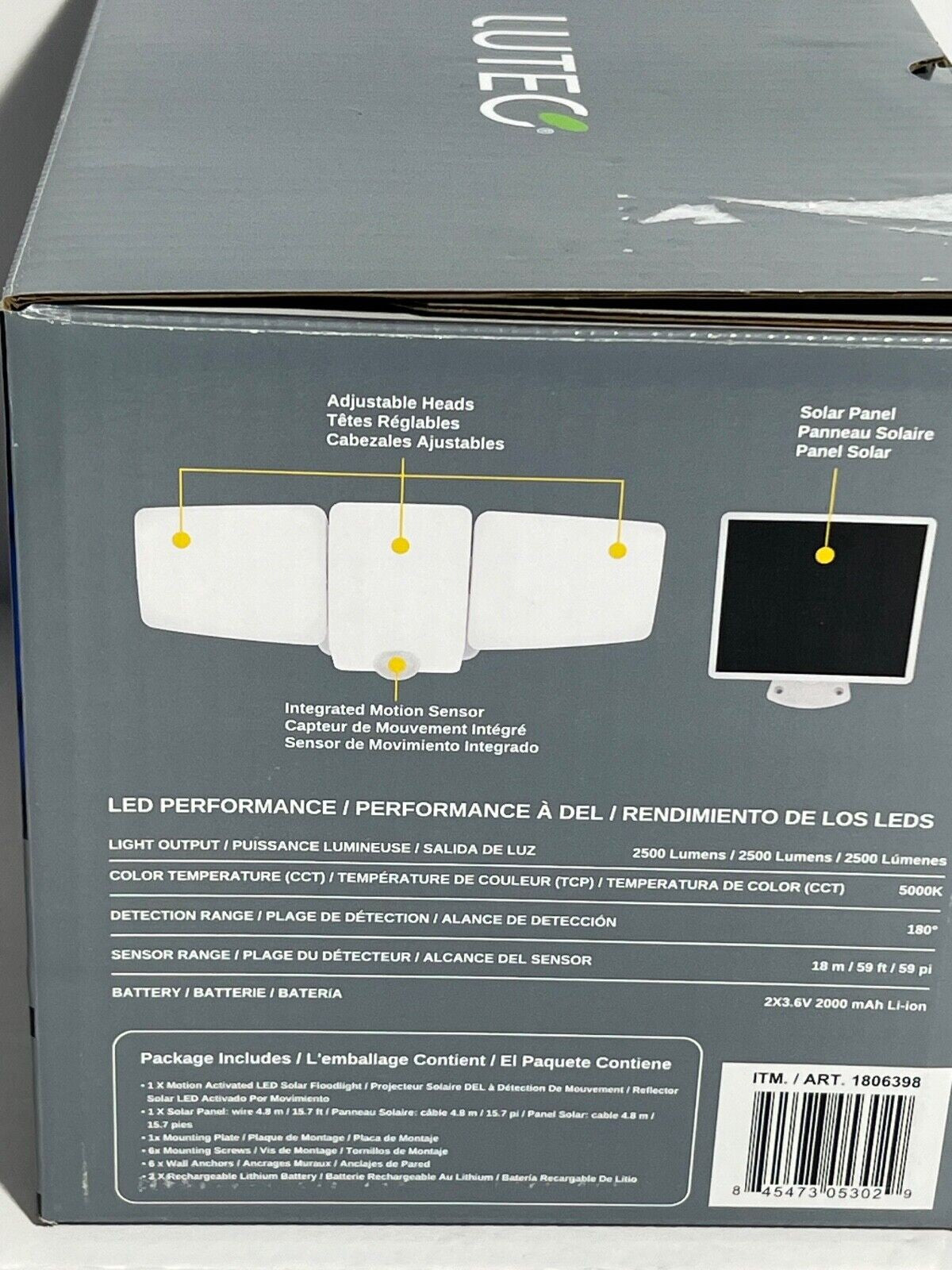 Lumen LED Solar Motion Activated Security Light Triple Head White