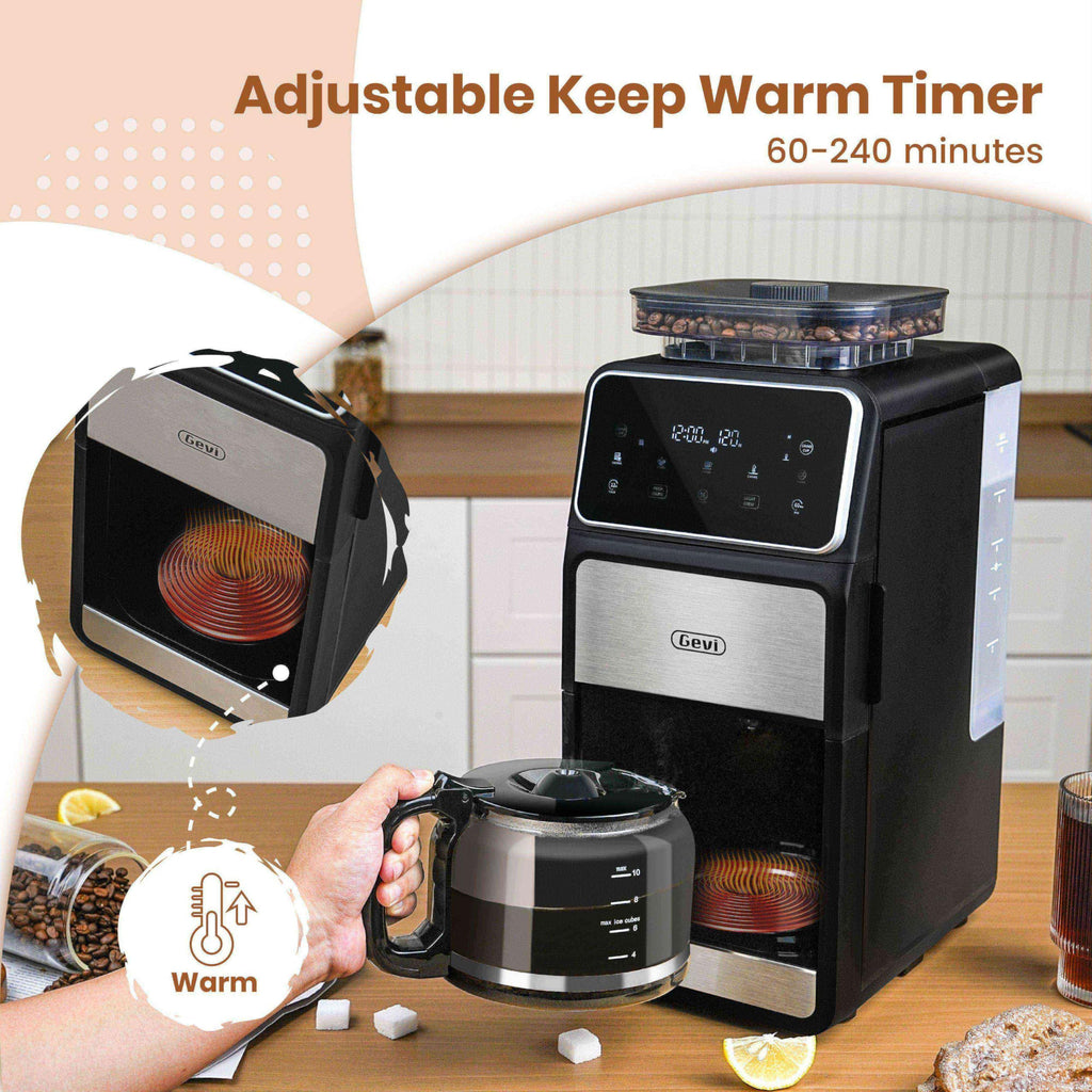 Gevi Black 10-Cup Grind  Brew Drip Coffee Maker w Built-in Grinder Retail $159.00