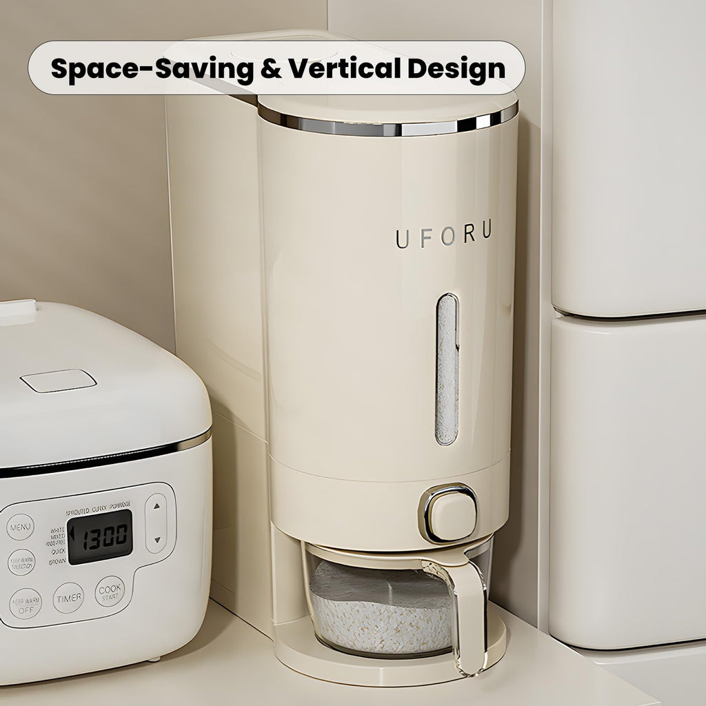 Cream White 22 Lb Airtight Rice Dispenser with Measuring Cup  Pest Prevention Box Retail $30.00