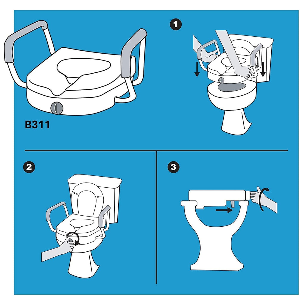 New Carex E-Z Lock 5 Raised Toilet Seat Riser with Handles For Seniors Retail $42.00