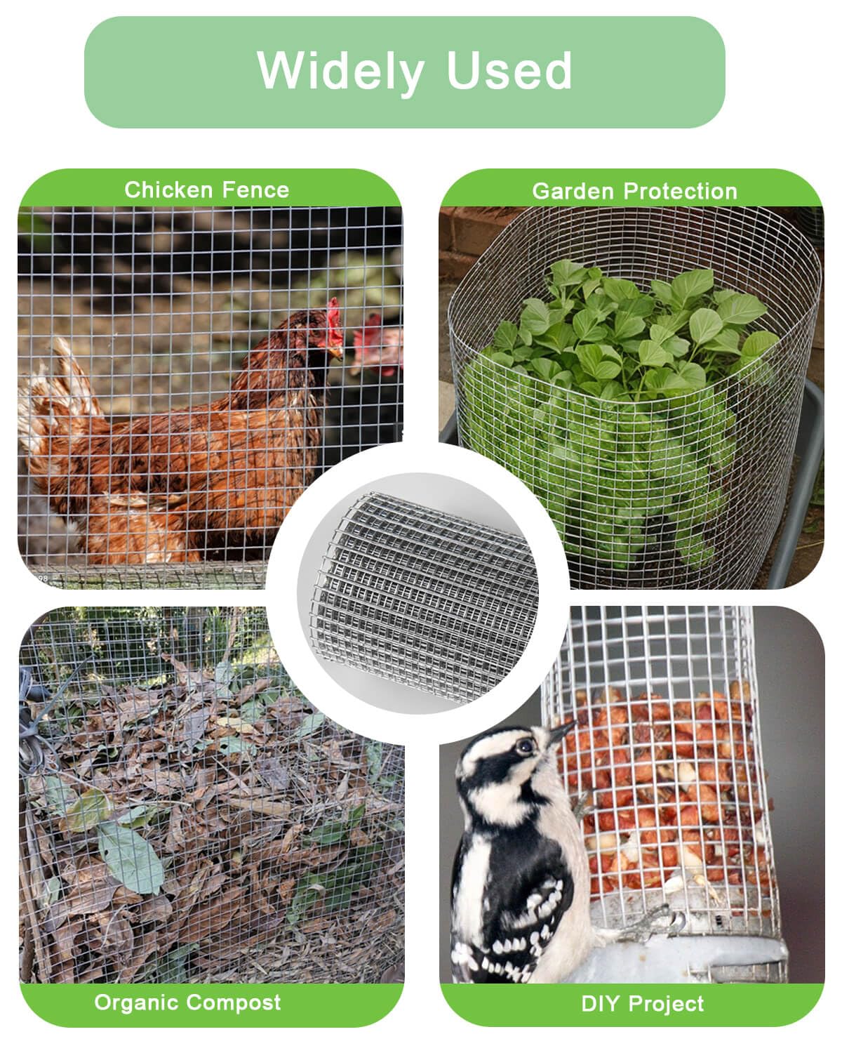 Hardware Cloth 36in x 10ft 14 Inch 22 Gauge Hot-Dipped Galvanized Welded Wire Mesh Silver