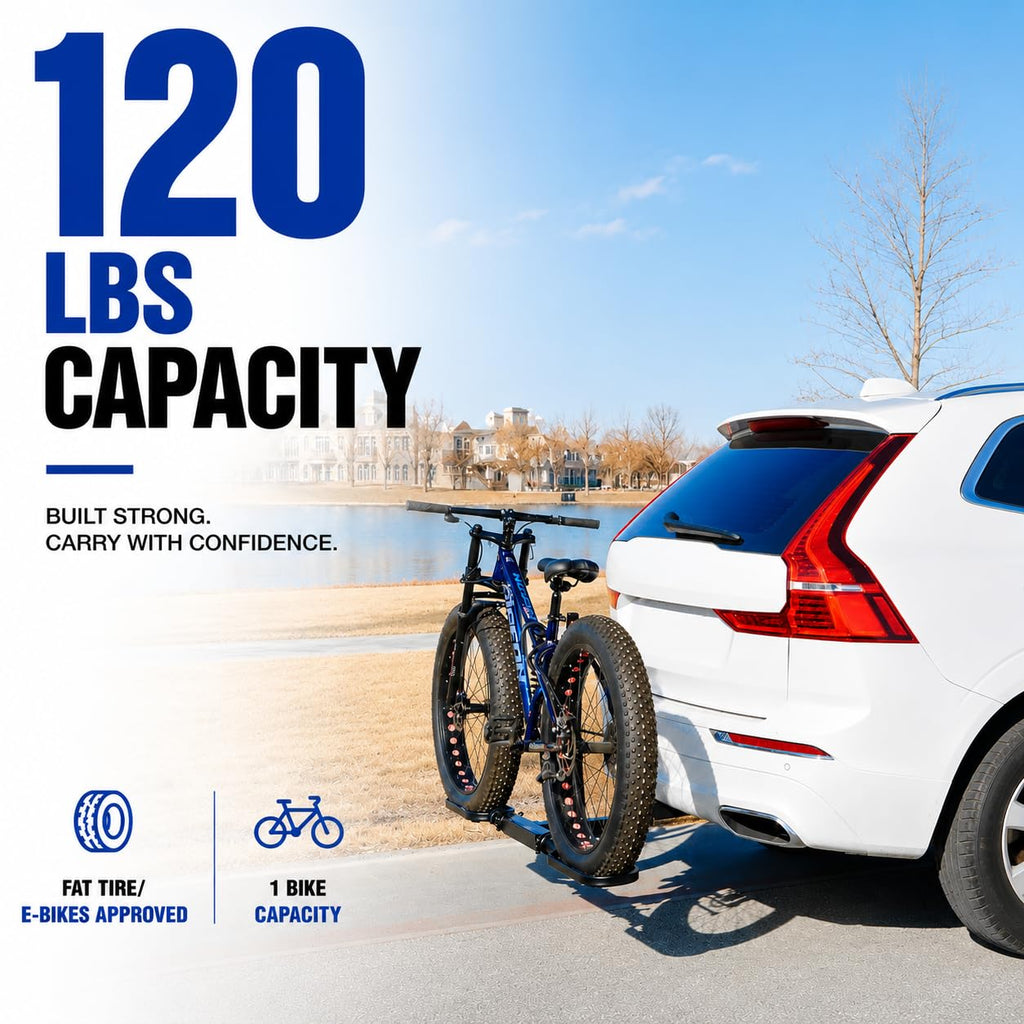 Platform Bike Rack for 2 Hitch Fits 1 E-Bike or Fat Tire Bike 120 lbs Capacity Black $194.25