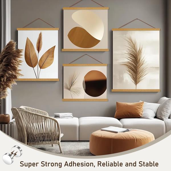 Magnetic Poster Hanger Frame 24 Teak Wood for 24x36 24x32 24x18 Canvas Artwork Print