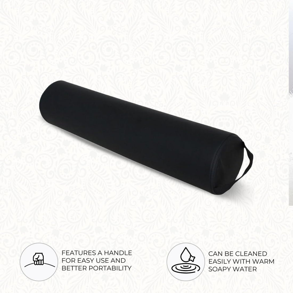 ForPro Black Full Round Bolster Pillow 6R x 26L