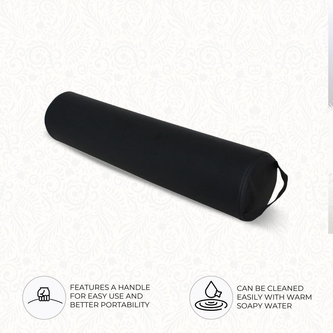 ForPro Black Full Round Bolster Pillow 6R x 26L