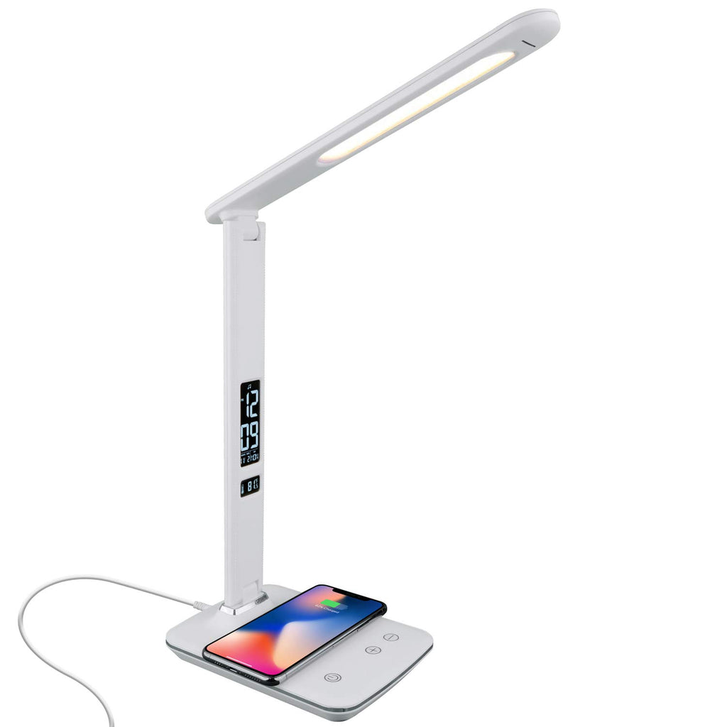 LUX LED Bright Light Therapy Sun Lamp with Alarm Clock Wireless Charging USB Port White Retail $39.00