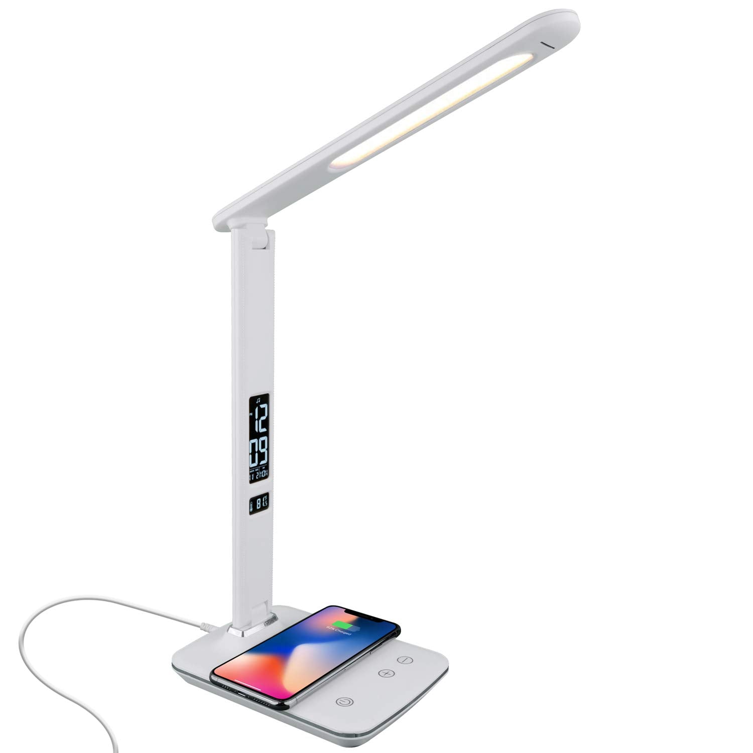 LUX LED Bright Light Therapy Sun Lamp with Alarm Clock Wireless Charging USB Port White Retail $39.00