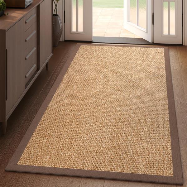 Braided Non-Slip Runner Rug Brown 3x5 ft