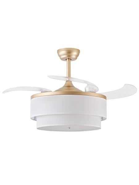 YMKSKJ 42" Retractable Fandelier Ceiling Fan with Light, Boho Chandelier Ceiling Fan with Remote, 6 Speeds Reversible for Bedroom Living Room (Gold) Retail $168.00