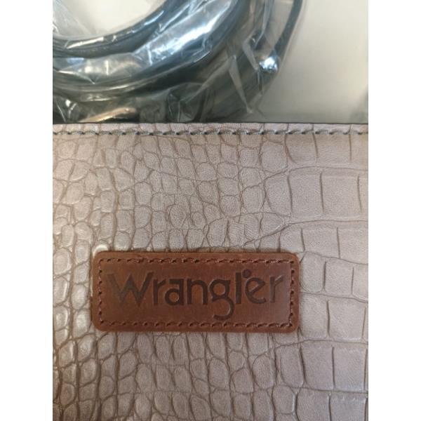 Wrangler Faux Crocodile Embossed Tote Bag with Shoulder Strap BeigeTaupe