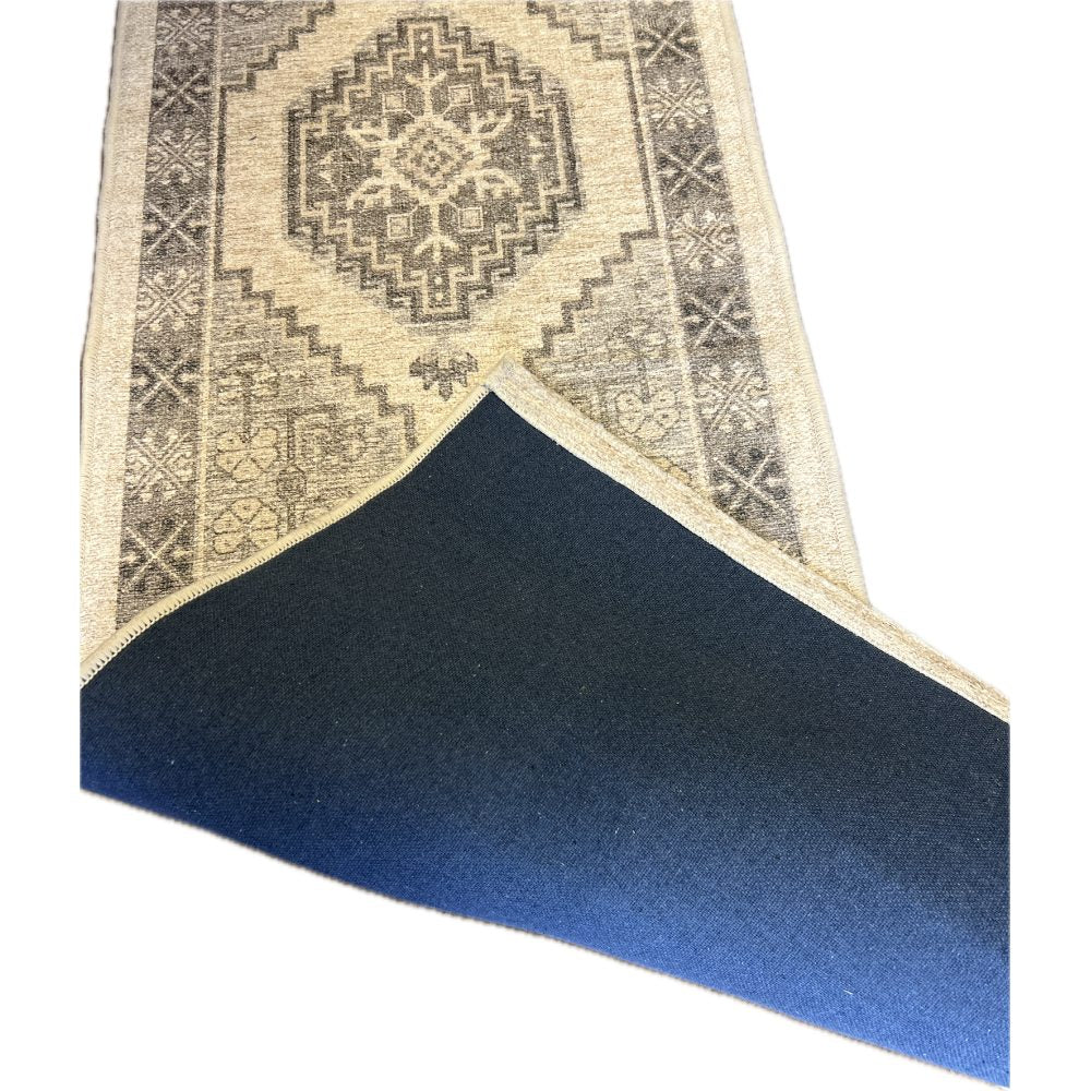 Franklin Geometric Runner Rug - Beige 2ft x 7ft