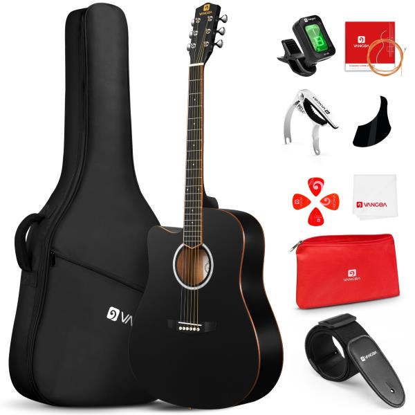 Vangoa Left Handed Guitar, Full Size Cutaway Left Handed Acoustic Guitar Kit for Adult Beginner 41 Inch Lefty Acustica Guitarra Set, Black Retail $149.00