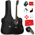 Vangoa Left Handed Guitar, Full Size Cutaway Left Handed Acoustic Guitar Kit for Adult Beginner 41 Inch Lefty Acustica Guitarra Set, Black Retail $149.00