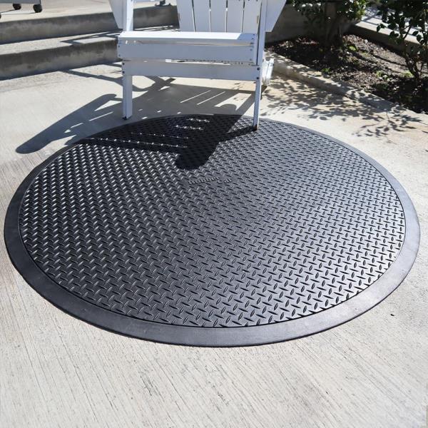 Circular Rubber Mat 48-Inch Diameter 9mm Thick Black