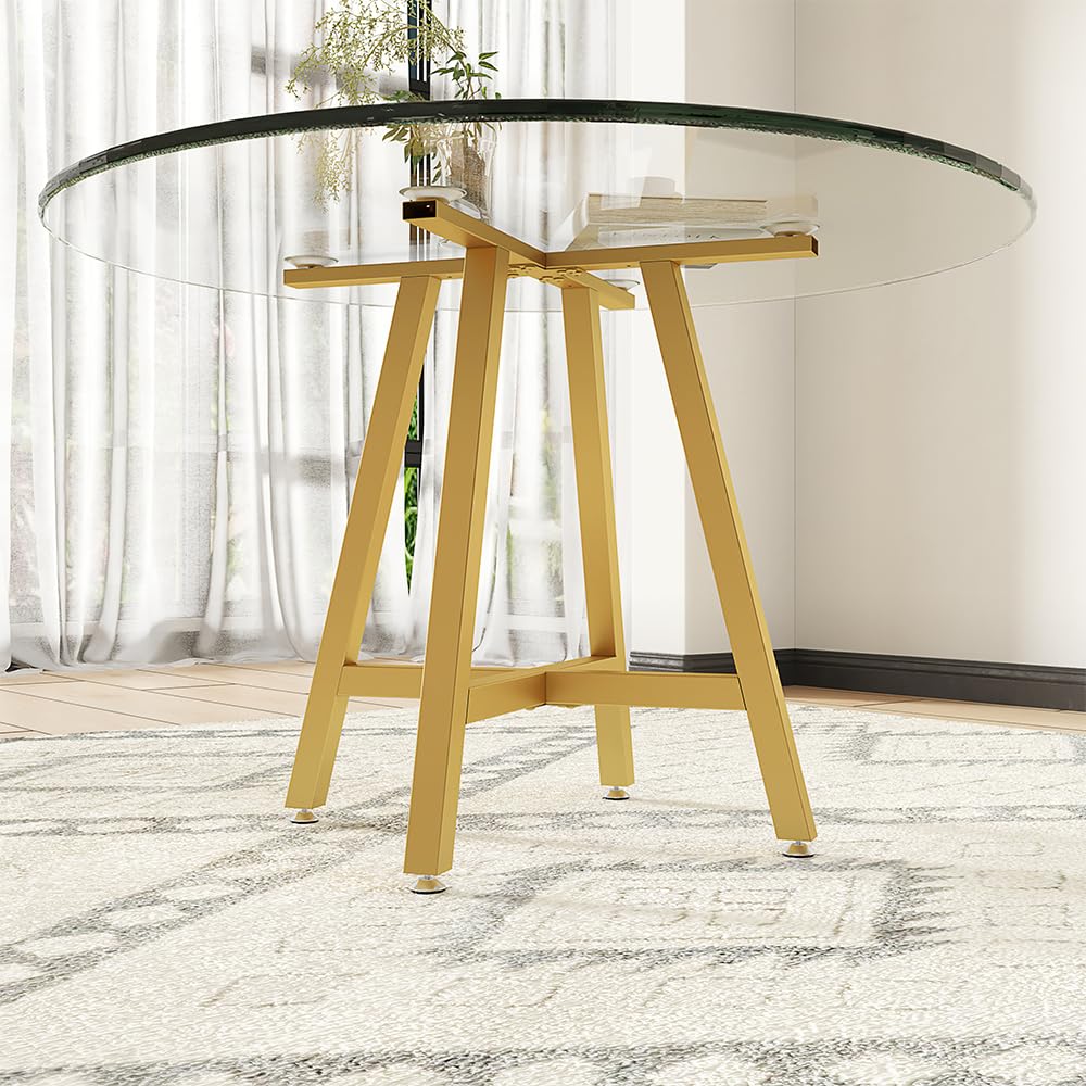 Gold 28 H Metal X-Shape Heavy Duty Table Base with Suction Cups for Glass Wood Marble Tops
