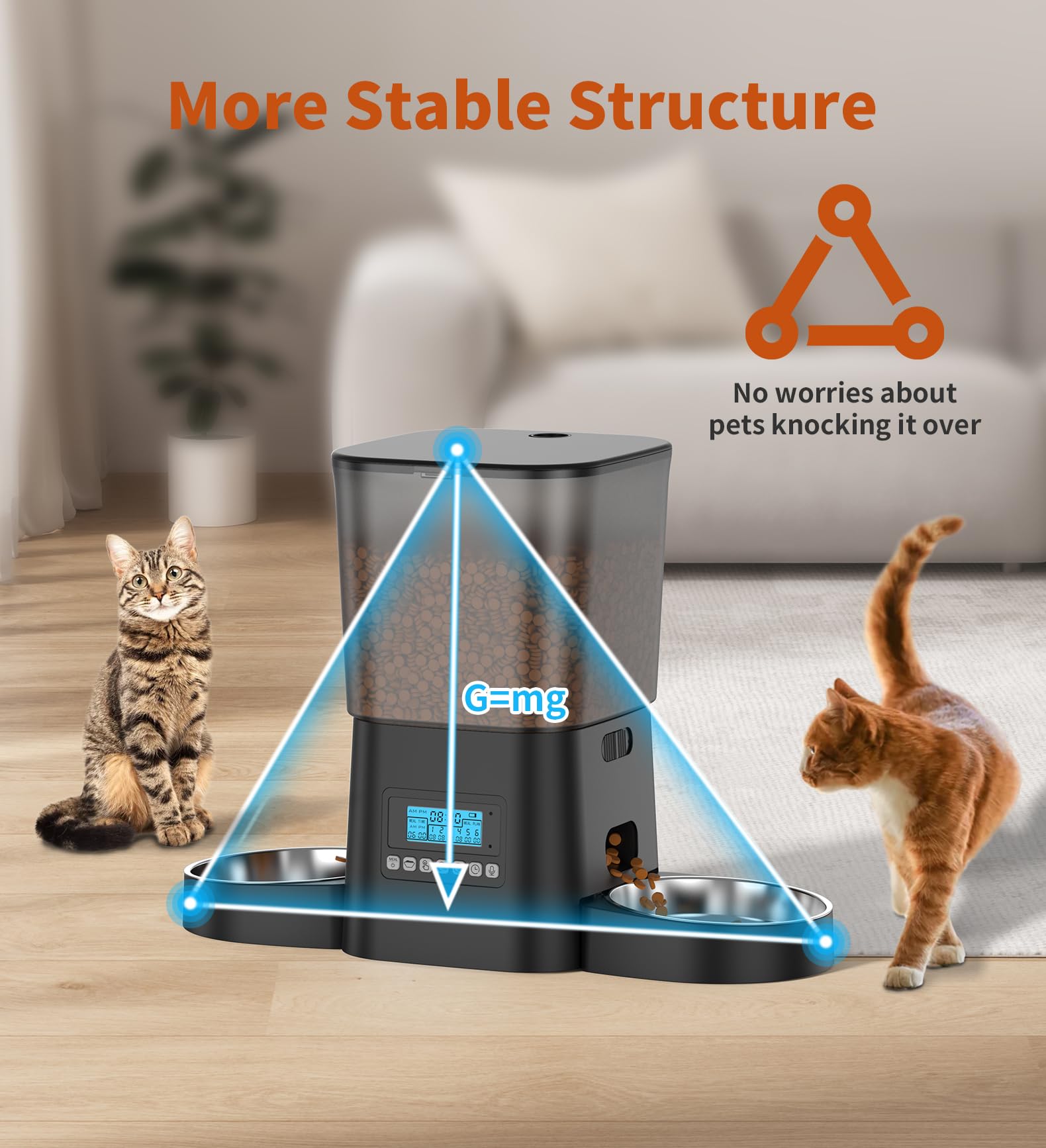 Automatic Cat Feeder 3.5L with Dual Food Bowls Black