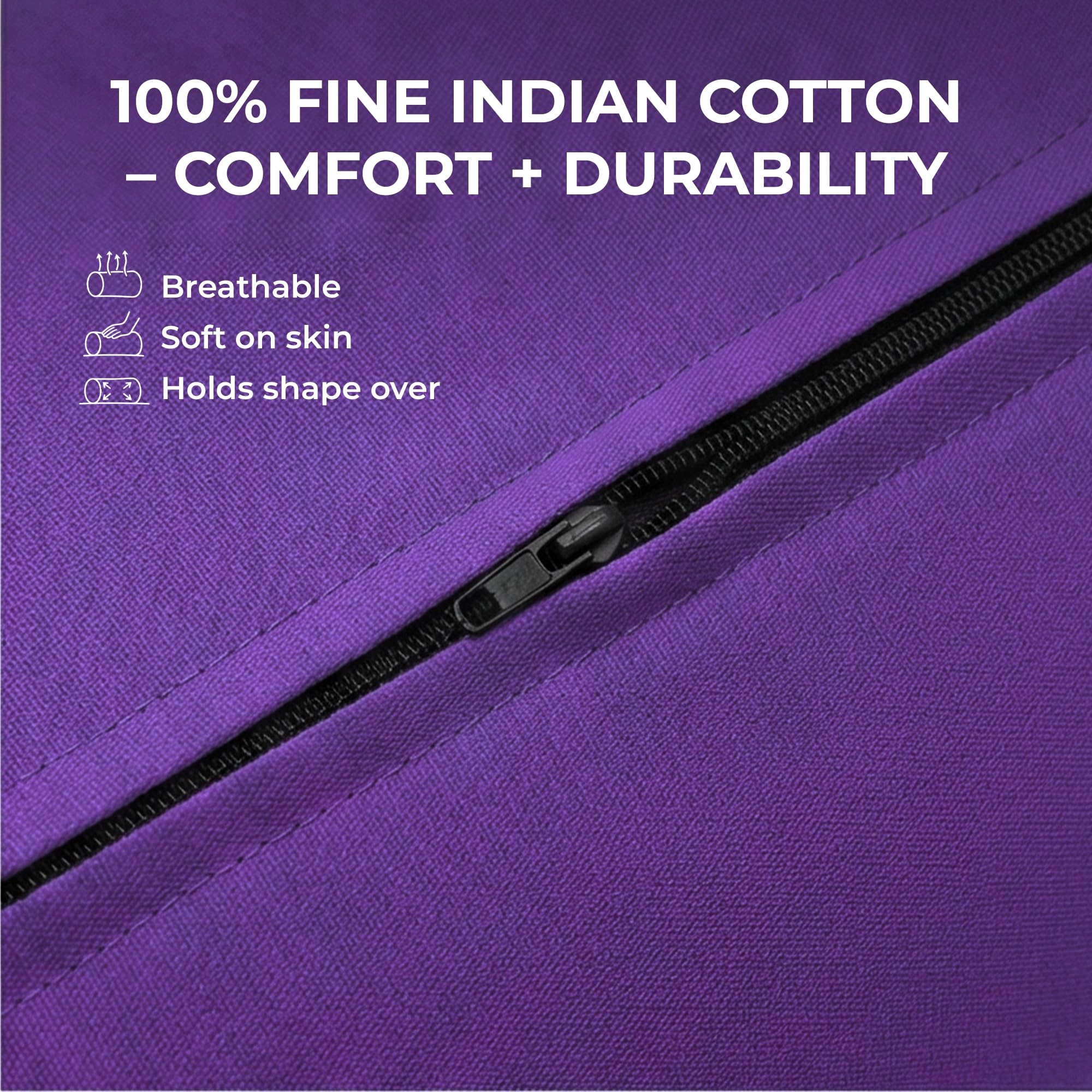 Purple Cylindrical Yoga Bolster with Washable Cotton Cover