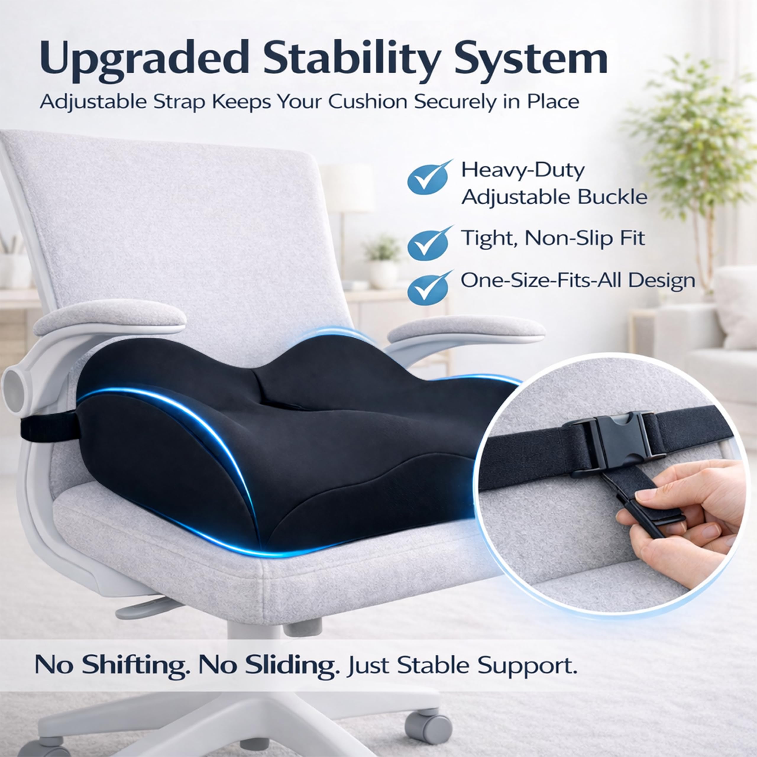 Brown X-Large Ergonomic Memory Foam Seat Cushion