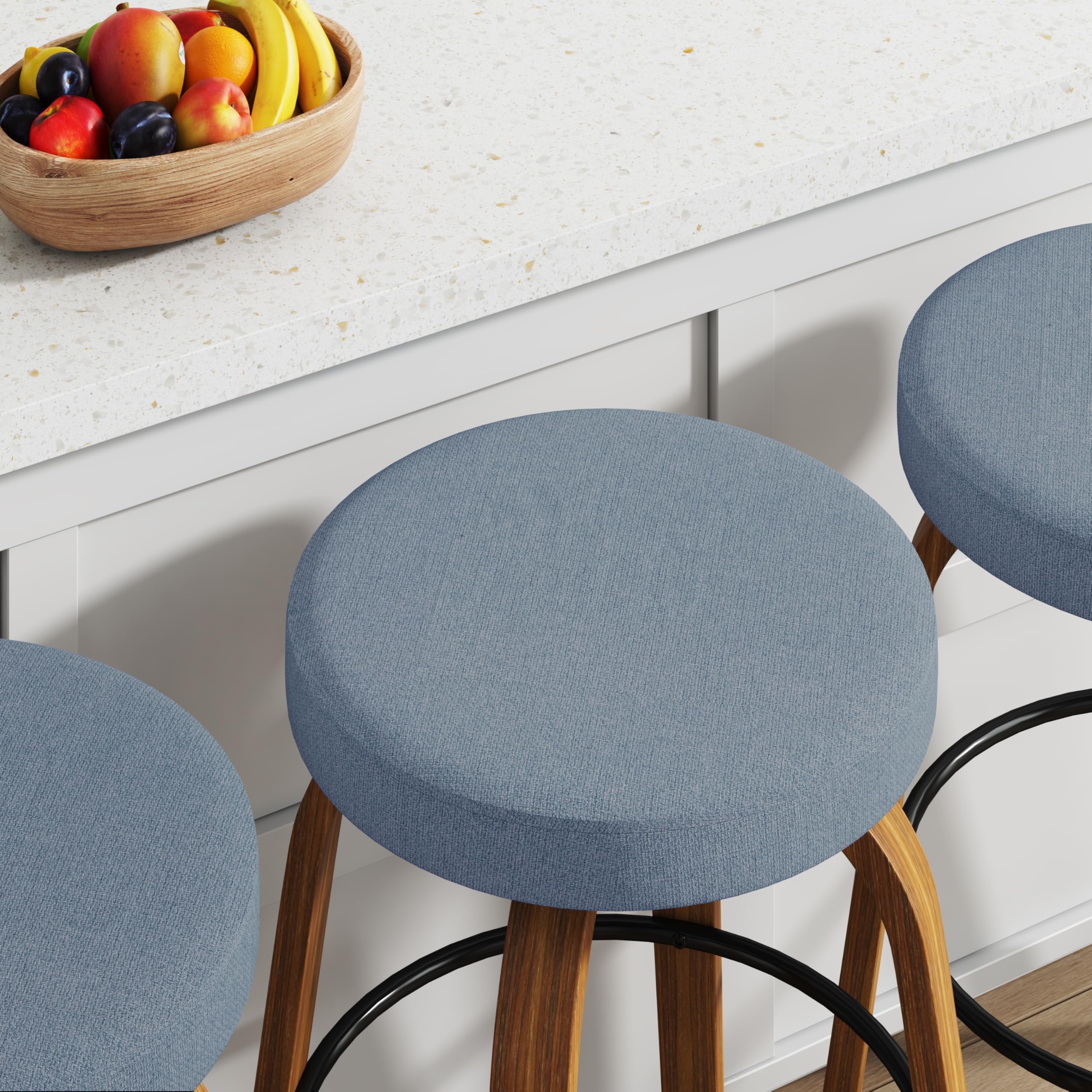 Open-Box New GREHOME Set of 2 Blue 24 Counter Height Swivel Bar Stools