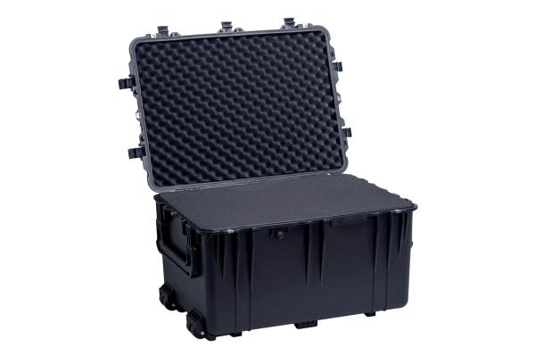 MEIJIA Portable Waterproof Protective Case,Hard Camera Case With Retractable Pull Handle And Rolling Wheels,Customizable Fit Foam Inserted,Elegant Black, 31.56"X22.99"X19.49" Retail $339.00